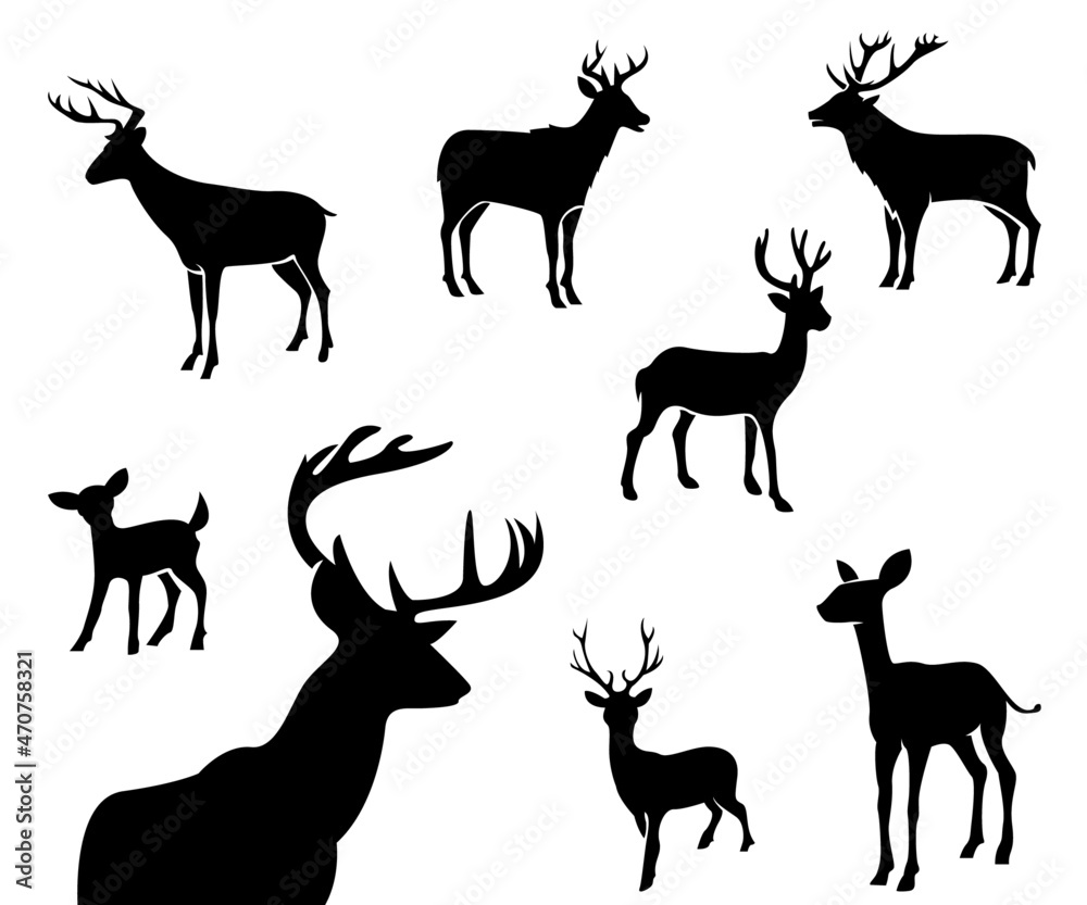 deer silhouette set, deer silhouette design deer silhouette set, deer silhouette design