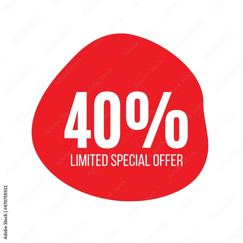 40, percent discount, Ten percent symbol discount. 40 % off promotion sale banner, text 40 percent off
