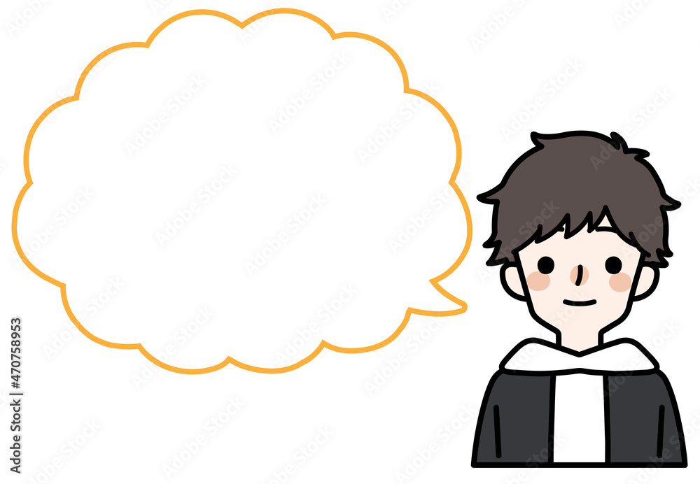 人物イラスト_かわいい私服の男の子_吹き出し