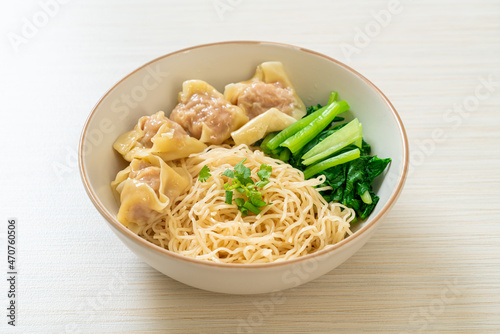 dried egg noodles with pork wonton or pork dumplings without soup