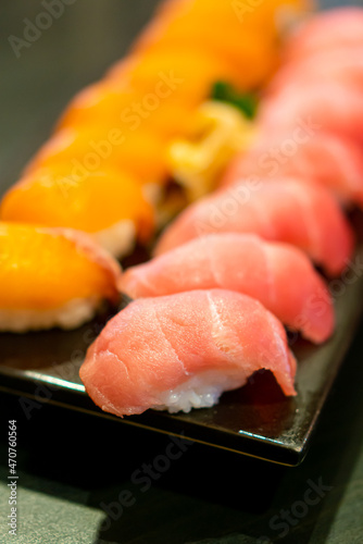 fresh tuna raw sushi on plate