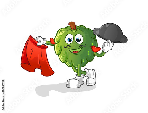 soursop matador with red cloth illustration. character vector