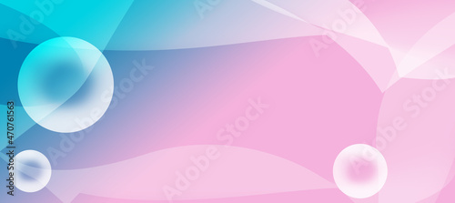 The graphic background is light blue pink . Modern looking digital curve art of moving waves and abstract circles in colorful gradients