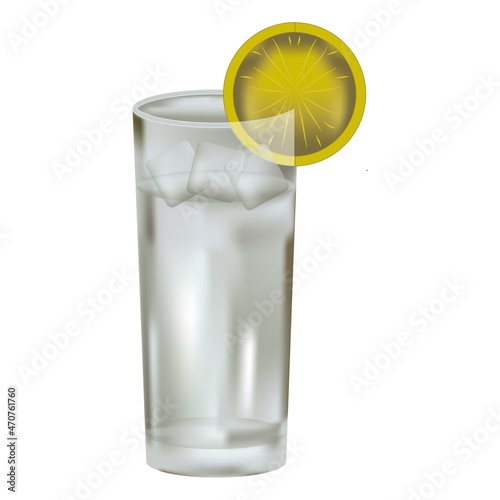 A Glass of Fresh Iced water with Lemon vector Illustration