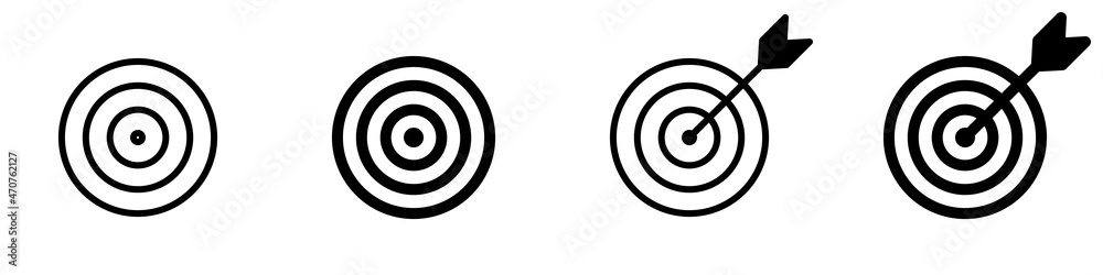 Conjunto de icono de objetivo. Concepto de tiro al blanco. Ilustración vectorial
