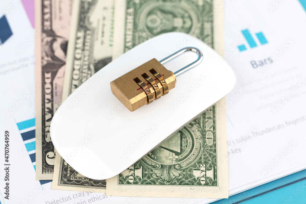 Fototapeta premium Mouse and password lock symbolize account security