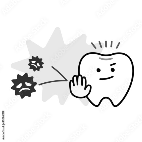虫歯を防ぐ歯のシンプルで可愛いイラスト