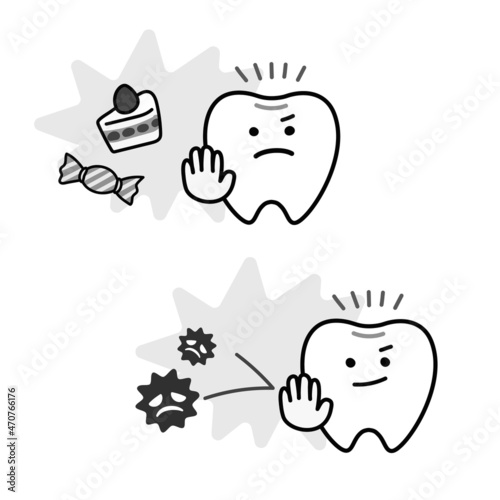 虫歯を防ぐ歯のシンプルで可愛いイラスト