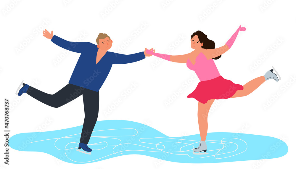 figure skating couple man and woman vector illustration