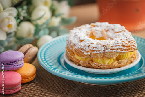 Puff pastry cake filled with French cream