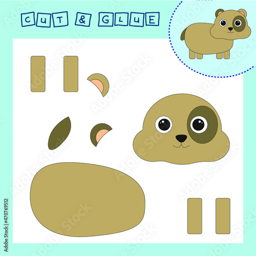 Children's paper puzzle with a pet hamster. Baby education cut and paste applique for preschool age.