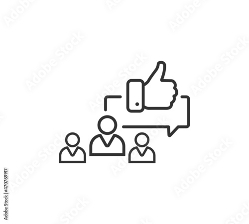 Positive customer feedback linear icon. Excellent review. Thin line illustration. Chatting. Like. Online communication. Contour symbol. Vector isolated outline drawing. 