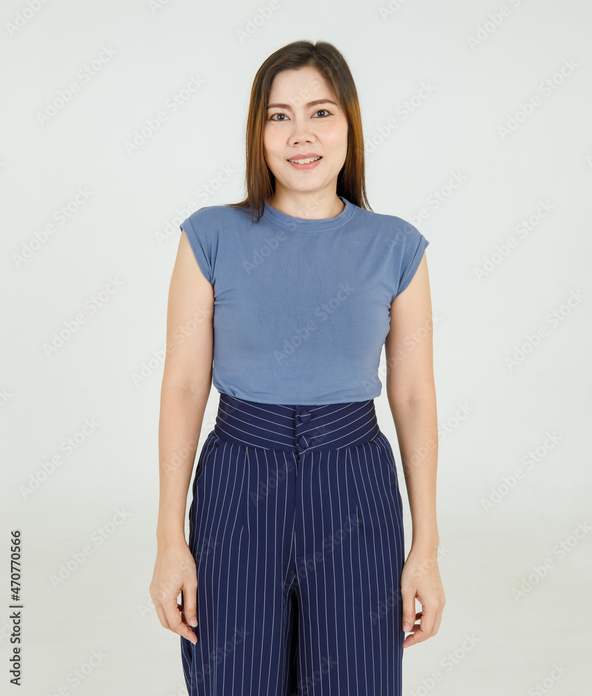 Beautiful healthy Asian woman standing with smile as happy and enjoy lifestyle of casual clothing of crop top. Adult looks confident and cheerful for posing attractive fashion model Beautiful healthy Asian woman standing with smile as happy and enjoy lifestyle of casual clothing of crop top. Adult looks confident and cheerful for posing attractive fashion model