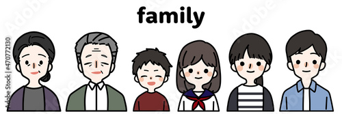 人物イラストセット_6人家族