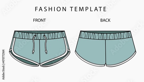 SHORT PANTS FLAT SKETCH TEMPLATE
