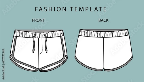 SHORT PANTS FLAT SKETCH TEMPLATE