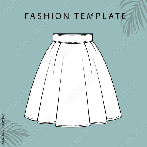 Skirt fashion flat sketch template