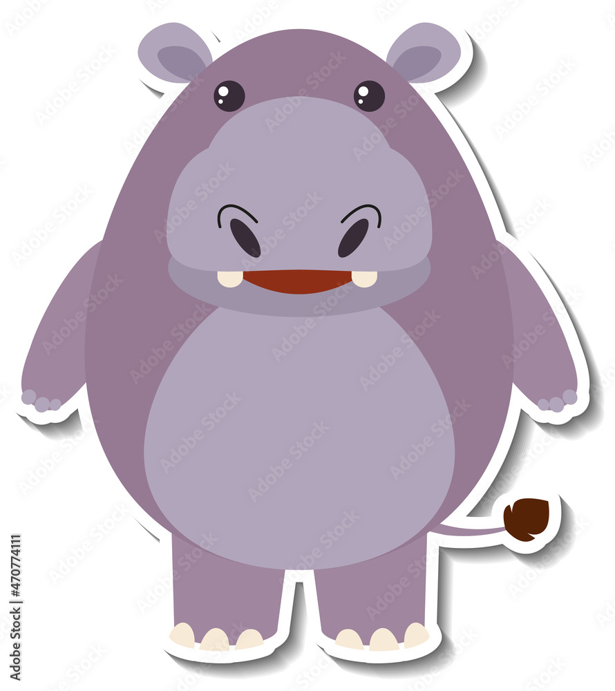 Chubby hippopotamus animal cartoon sticker Chubby hippopotamus animal cartoon sticker