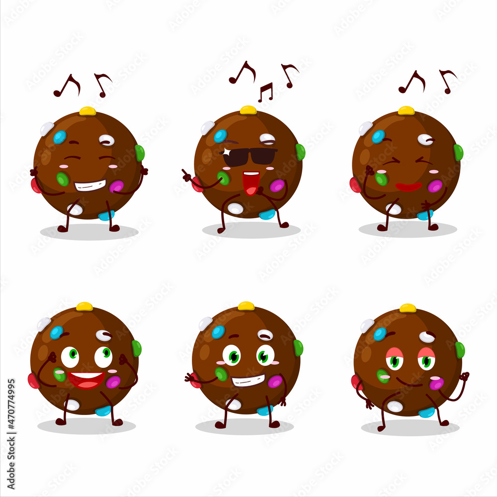 An image of chocolate candy dancer cartoon character enjoying the music