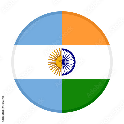 round icon with argentina and india flags. vector illustration isolated on white background	