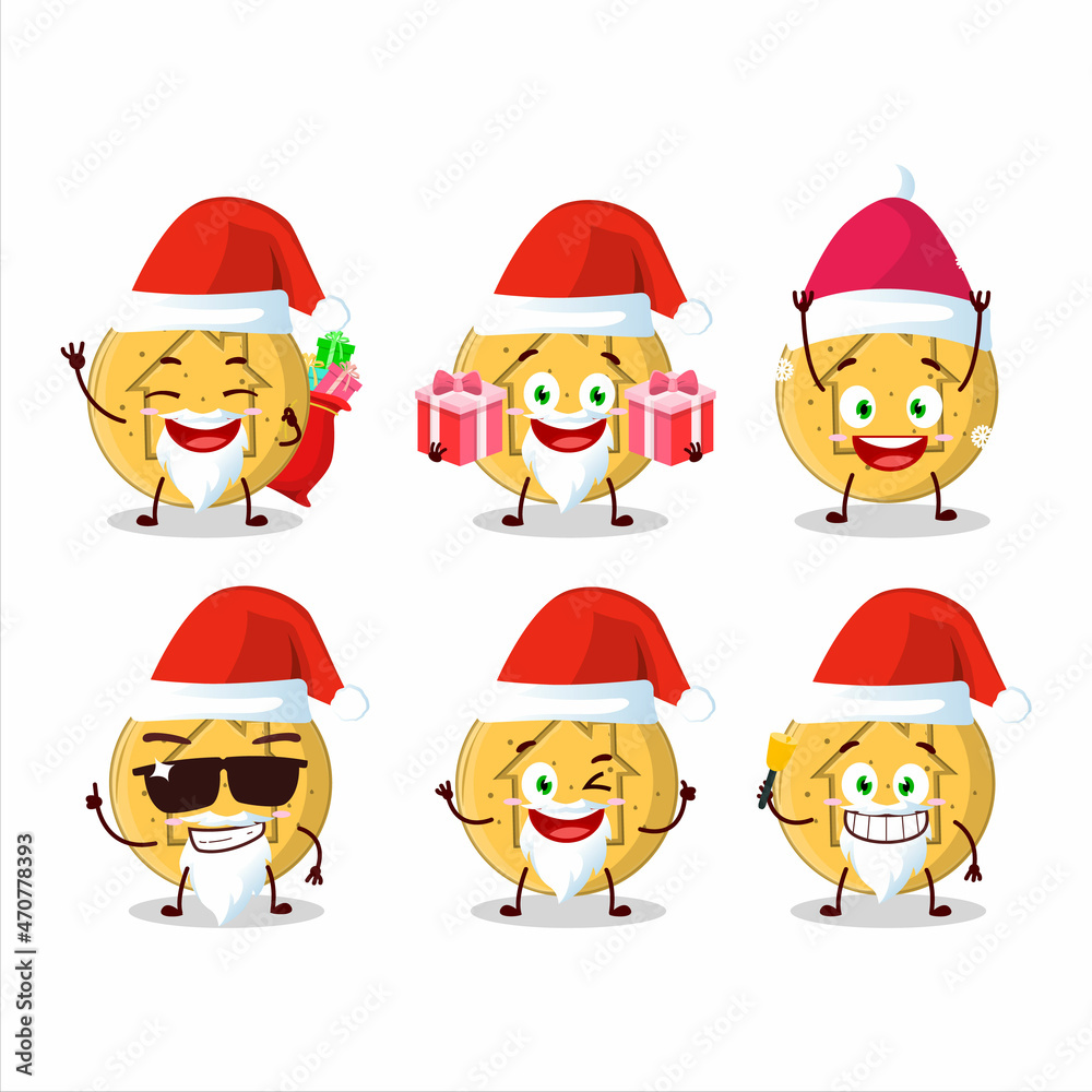 Santa Claus emoticons with dalgona candy house cartoon character Santa Claus emoticons with dalgona candy house cartoon character