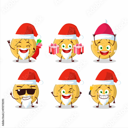 Santa Claus emoticons with dalgona candy house cartoon character