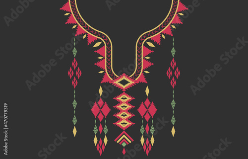 Traditional Palestinian Embroidery Neckline Design for clothing 