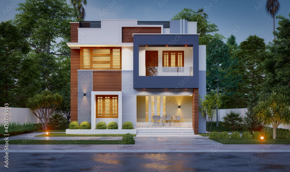 Obraz premium 3d illustration of a newly built luxury home