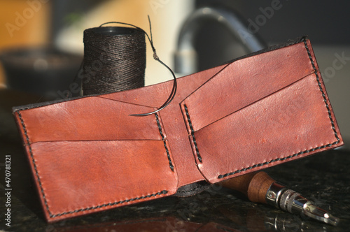 leather wallet close up