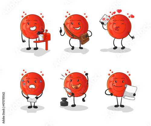 blood cell postman set character. cartoon mascot vector