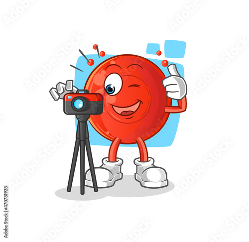 blood cell photographer character. cartoon mascot vector