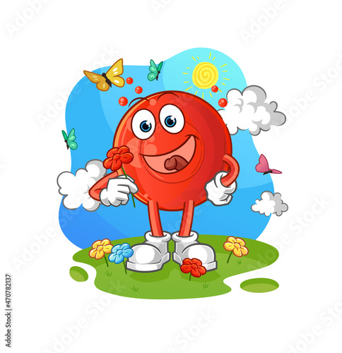 blood cell pick flowers in spring. character vector