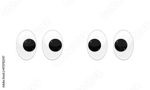 Plastic toy safety wobbly eyes flat style design vector illustration isolated on white background. Funny, googly plastic toy eyeballs for craft dolls and jokes.