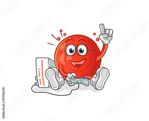 blood cell playing video games. cartoon character