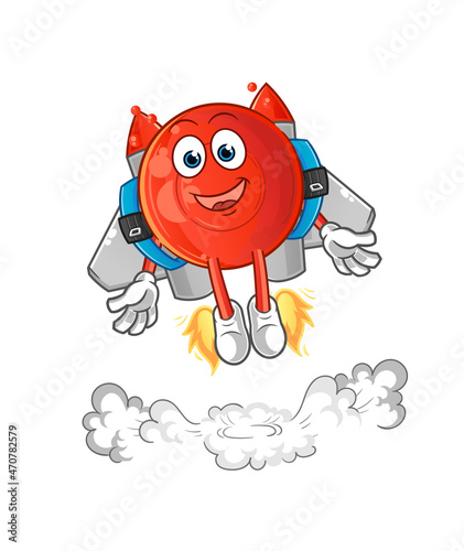 blood cell with jetpack mascot. cartoon vector