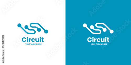 neuron logo, connected network icon, electronic line logo illustration for technology companies and brands