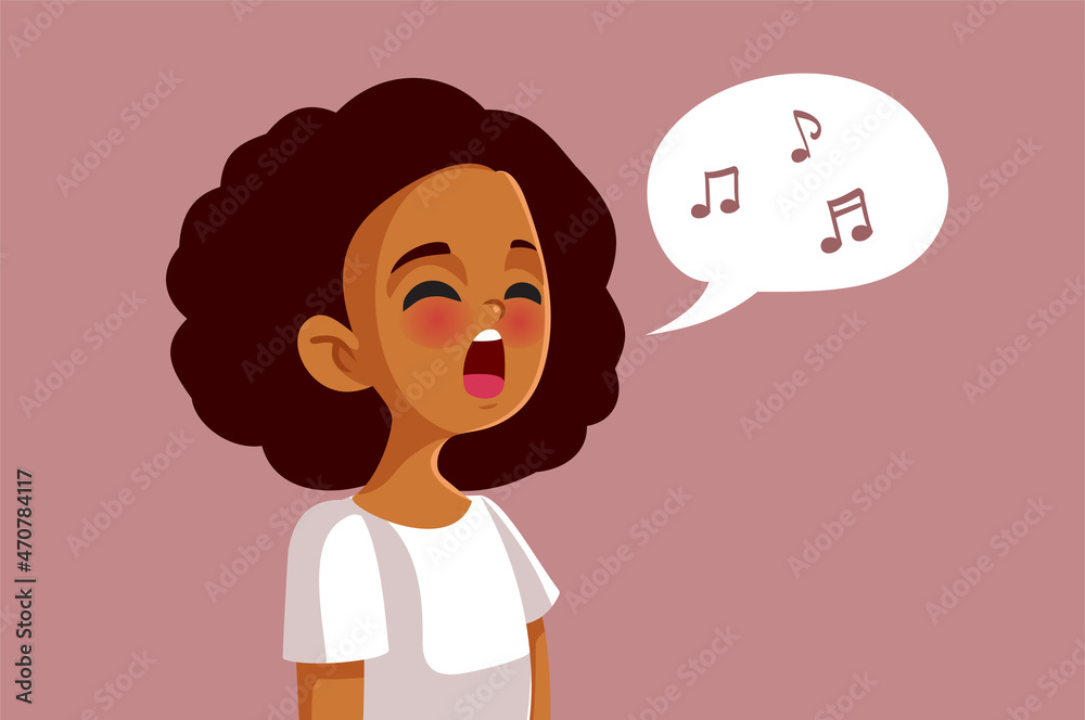 Teenager Girl with Beautiful Voice Singing Vector Illustration Teenager Girl with Beautiful Voice Singing Vector Illustration