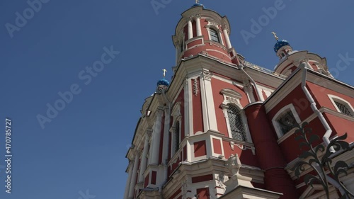 Church of the Hieromartyr Clement of the Pope of the Russian Orthodox Church in Moscow. Shooting in motion photo