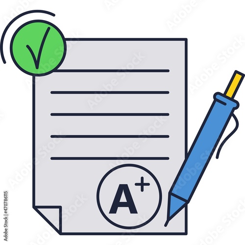Homework icon check list form, exam task vector