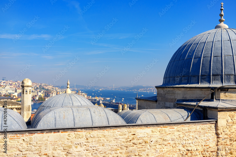 View of Istanbul from the observation deck at the Suleymaniye Mosque View of Istanbul from the observation deck at the Suleymaniye Mosque