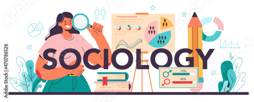 Sociology typographic header. Scientist study of society, pattern