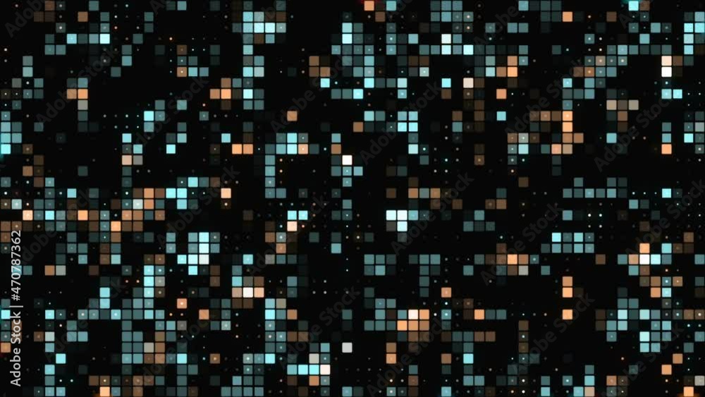Animation of glowing squares, rectangles moving across the screen against a dark background. Beautiful abstraction. HUD Animation of glowing squares, rectangles moving across the screen against a dark background. Beautiful abstraction. HUD