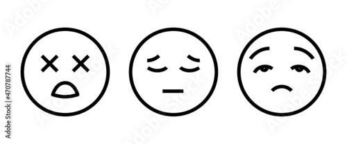 Pensive face line icon. Sad face with closed eyes. Disappointed, hurt or lonely emoticon. Facial expression button, vector, sign, symbol, logo, illustration, editable stroke, flat design style