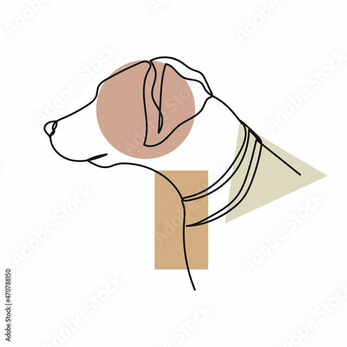 Vector abstract continuous one single line drawing icon of  dog animal concept in silhouette sketch. Perfect for greeting cards, party invitations, posters