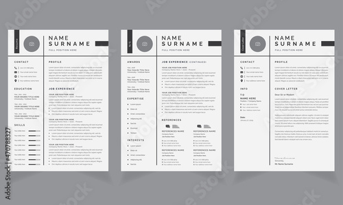 Resume and Cover Letter Template with Black Line CV Layouts Accents
