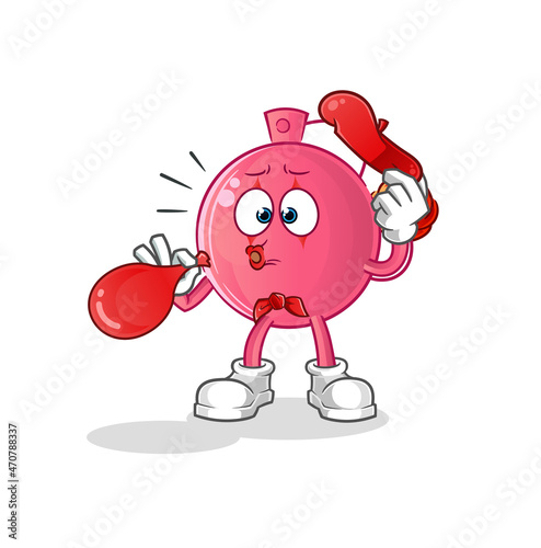 perfume pantomime blowing balloon. cartoon mascot vector