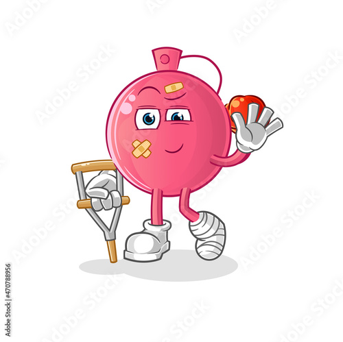 perfume sick with limping stick. cartoon mascot vector