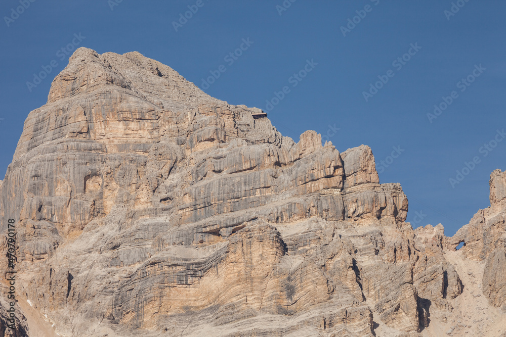 Detail of vertical Dolomites wall in Italy (Tofana di Mezzo)
