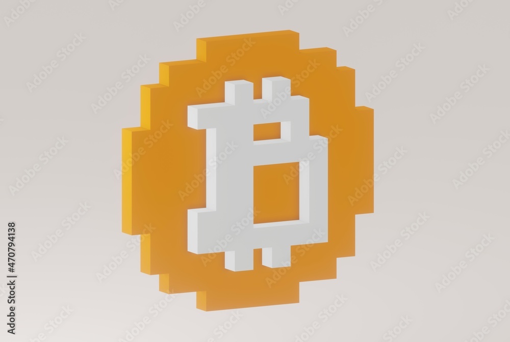 Bitcoin 8 bit stylized 3D illustration Bitcoin 8 bit stylized 3D illustration