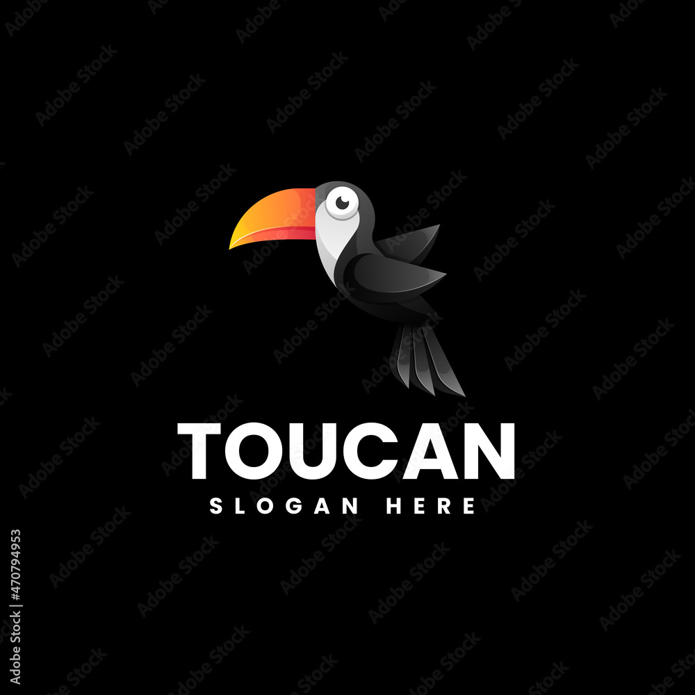 Fototapeta premium Vector Logo Illustration Toucan Gradient Colorful Style.